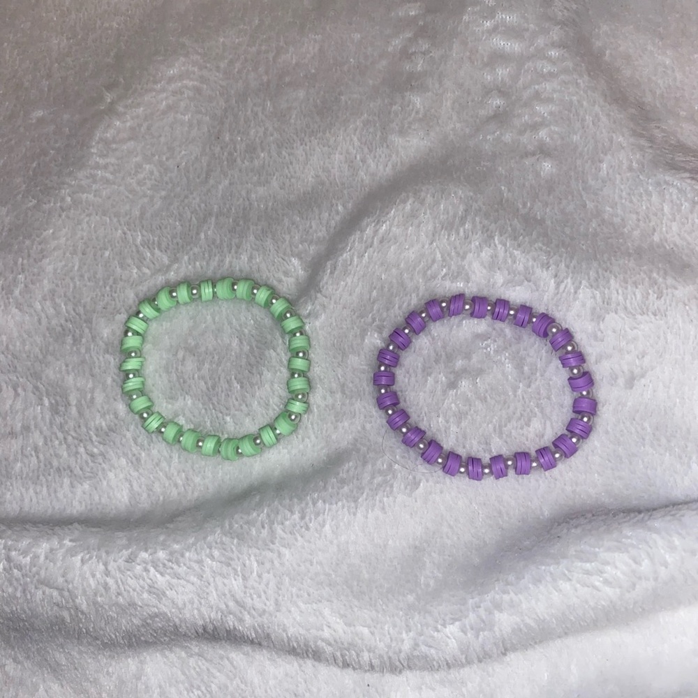 3 for 12$ 🌸 Green and Purple Pearl Friendship Bracelets